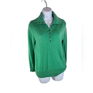 Jones New York green cashmere shawl collar long sleeve sweater